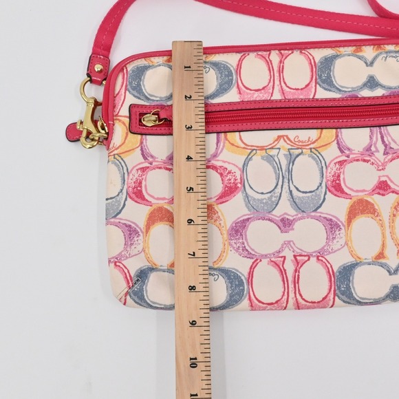 Coach Poppy Monogram Tablet Case Crossbody Bag Pink Canvas Purse iPad Laptop - Picture 8 of 12